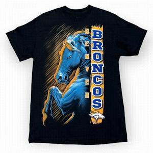 Denver Broncos Retro NFL Football Horse Logo Tee Shirt - Mens Medium